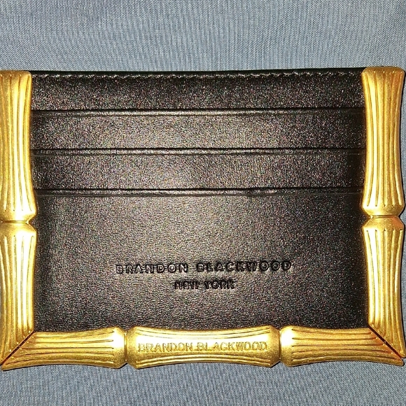 Brandon Blackwood Black Card Holder with Gold Trim - Picture 2 of 9